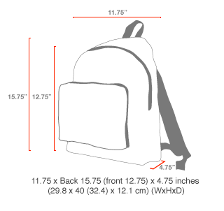 size chart Midnight Big Apple Backpack (MD)