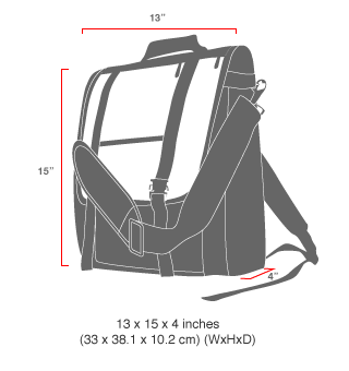 size chart Commuter Laptop Bag (17 in.) With Back Zipper