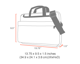 size chart Convertible Laptop Bag Deluxe (13 in.)