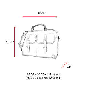 size chart Waxed Knickerbocker Laptop Bag (15
